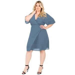 STANDARDS & PRACTICES NWT $88 Slate Blue Wrap Dress Size 1X